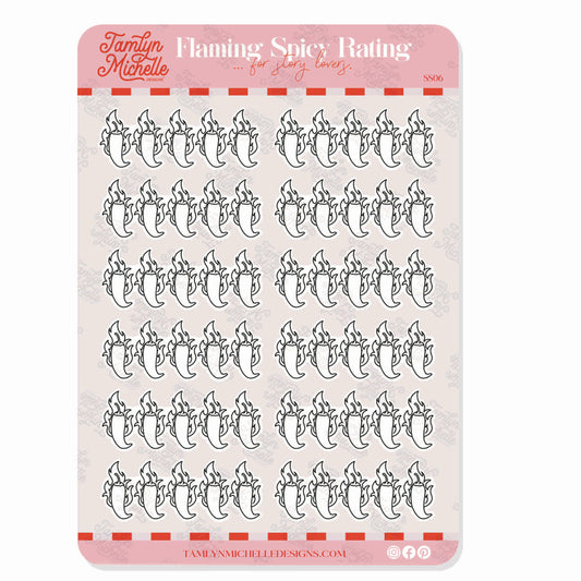 Flaming Chili Peppers Spice Rating | Sticker Sheet